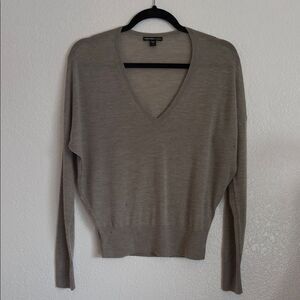 James Peres cashmere V-Neck Taupe distressed Sweater size 1